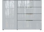Sideboard, mit 4 Schubladen und 1 Tür, Glasfront- und auflage, B 1340 x T 420 x H 1020 mm, graphit/silbergrau