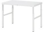Rau ESD-Basistisch Serie E, manuell höhenverstellbar, 28 mm Spanplatte mit Melaminbelag, bis 450 kg, B 1500 x T 500 x H 650-1000 mm, lichtgrau