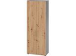 Schränke Breno, 6 OH, abschließbar, 28 kg je Boden, B 800 x T 420 x H 2156 mm, graphit/Asteiche