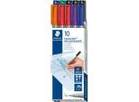 Whiteboardmarker Staedtler Lumocolor® 316, Strichstärke F, abwischbar & wasserlöslich, schnell trocknend, nachfüllbar, Clip, farbsortiert, 10 Stück
