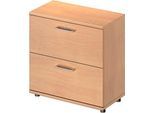 Schäfer Shop Genius Hängeregistraturschrank TETRIS WOOD, 2 OH, B 800 x T 421 x H 800 mm, Höhe inkl. Gleiter, Buche-Dekor