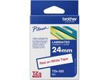 Brother Schriftbandkassette TZe-252, 24 mm, weiß/rot