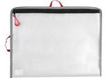 Reißverschlussbeutel FolderSys Bungee-Bag, A4, 0,20 mm, Kordel/Bordierband/Schlaufen, B 355 x H 275 mm, PVC-freie Folie, transparent-rot-grau-schwarz