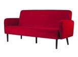 Dreisitzer Sofa meet by Paperflow LISBOA, Samtbezug rot, Fußgestell schwarz, B 1760 x T 815 x H 830 mm