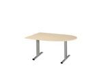 Schäfer Shop Select Besprechungstisch Planova Basic, Halbkreis, T-Fuß, B 1400 x T 1000 x H 717 mm, Ahorn/weißaluminium RAL 9006
