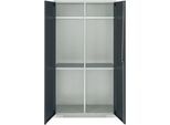 Schäfer Shop Genius Mehrzweckschrank FS, modular, indivuduell erweiterbar, Mittelwand, 4 Fachböden, bis 450 kg, B 1055 x T 520 x H 1950 mm, lichtgrau/anthrazitgrau