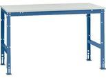 Manuflex Arbeitstisch UNIVERSAL Standard, 1500 x 1000 mm, Kunststoff lichtgrau, brillantblau