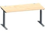 Schäfer Shop Genius Schreibtisch MODENA FLEX, Rechteck, T-Fuß Rechteckrohr, B 1600 x T 800 x H 650-850 mm, Ahorn/anthrazit