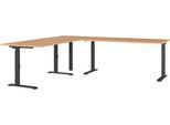 Eckschreibtisch Agenda Home, mechanisch höhenverstellbar, B 2400 x T 2200 x H 680-910 mm, Grandson-Eiche/Schwarz