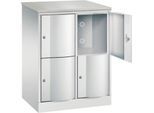 C+P Schließfachschrank Resisto, 2 Abteile, 4 Fächer, B 772 x T 540 x H 1077 mm, Lichtgrau