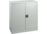 Schäfer Shop Select Stahlschrank, 2 OH, 2 höhenverstellbare Einlegeböden, Drehzylinderschloss, B 916 x T 422 x H 1000 mm, lichtgrau RAL 7035/lichtgrau RAL 7035