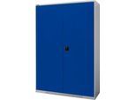 Schäfer Shop Genius Flügeltürenschrank FS, Stahl, mit Belüftungslöchern, B 1343 x T 520 x H 1950 mm, 5 OH, Weißalu/Enzianblau, bis 750 kg