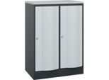 C+P Garderobenschrank Resisto, 2 Abteile, 2 Fächer, B 772 x T 540 x H 1077 mm, Anthrazitgrau/Lichtgrau
