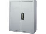 Magazinschrank, 830 mm hoch, 4 Böden, 22 Kästen, mit Türen, weißalu
