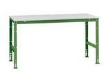 Manuflex Arbeitstisch UNIVERSAL Standard, 1750 x 1000 mm, Melamin lichtgrau, resedagrün
