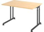 Schreibtisch Breno, manuelle Höheneinstellung, horizontaler Kabelkanal, B 1200 x T 800 x H 680-820 mm, Spanplatte & Stahl, Ahorn/Graphit