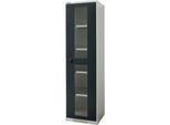 Schäfer Shop Genius Flügeltürenschrank FS, Stahl, Sichtfenster, Lüftungslöcher, B 545 x T 620 x H 1950 mm, 5 OH, Lichtgrau/Anthrazitgrau, bis 250 kg
