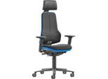 Arbeitsdrehstuhl bimos Neon XXL 9576, bis 180 kg, mit Kopfstütze & Armlehnen, Synchronmechanik, Stoffpolster, schwarz-blau