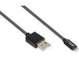 USB 2.0 Lade/-Datenkabel Good Connections, für iPhone/iPad/iPod, MFI-zertifiziert, USB-A an Lightning-Stecker, 12 W, bis 480 Mbit/s, Länge 0,5 m, schwarz
