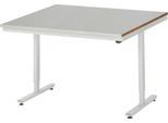 Rau Arbeitstisch Adlatus, elektrisch höhenverstellbar, 25 mm MDF-Platte, Edelstahlbelag, bis 150 kg, B 1250 x T 1000 x H 720-1120 mm, silber/lichtgrau
