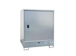 Gefahrstoffschrank BAUER GS-3, Stahlblech, unterfahrbar, für 4 x 200 l Fässer, B 1475 x T 1460 x H 1805 mm, verzinkt