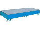 Bauer Regalwanne RW-GR 3300-3 PE, mit Gitterrost und PE-Einsatz, B 3262 x T 1312 x H 383 mm, bis 1000 l, Stahl lackiert, lichtblau
