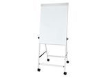 Flipchart MAUL office, Tafel B 70 x H 100 mm, inkl. Ablageschale, stufenlos höhenverstellbar, Vierbein, feststellbare Doppelrollen, weiß