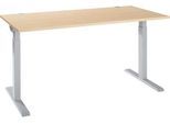 Schäfer Shop Select Schreibtisch ERGO-T 2.0, Rechteck, T-Fuß, B 1600 x T 800 x H 675-895 mm, Ahorn/weißalu