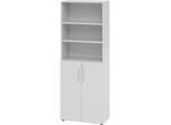 Kombischrank Breno, 6OH, Schrank- und Regalelement, abschließbar, B 800 x T 420 x H 2156 mm, Spanplatte, lichtgrau/lichtgrau