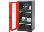 Chemikalienschrank Asecos CS-CLASSIC-G, Flügeltür und Glasausschnitt, 2 Auszüge, H 1105 mm, verkehrsrot