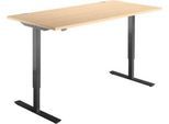 Schäfer Shop Select Schreibtisch Start Off, elektrisch höhenverstellbar, Rechteck, T-Fuß, B 1600 x T 800 x H 755-1255 mm, Ahorn/schwarz