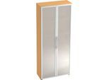 Glastürenschrank TARA, 5 Ordnerhöhen, B 800 x T 346 x H 1880 mm, Buche-Dekor