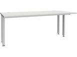 Schäfer Shop Genius Schreibtisch MODENA FLEX, 4-Fuß-Quadratrohr, verkürzte Seitenteile, B 1800 mm, lichtgrau