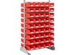 Ständerregal zweiseitig, B 1130 x T 700 x H 1885 mm, 90 x 7,5 l, rot