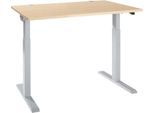Schäfer Shop Select Schreibtisch ERGO-T 2.0, elektrisch höhenverstellbar, Rechteck, T-Fuß, B 1600 x T 800 x H 715-1205 mm, Ahorn/weißalu