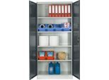 Schäfer Shop Select Materialschrank, abschließbar, 4 verzinkte Böden, 5 OH, B 950 x T 400 x H 1935 mm, Stahl, lichtgrau/anthrazitgrau
