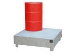 Auffangwanne BAUER WM-4/400, Stahl, unterfahrbar, feuerverzinkt, mit Gitterrost, B 1200 x T 1200 x H 415 mm, 4 x 200 l