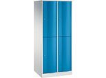 C+P Garderobenspind Resisto, 2 Abteile, 4 Fächer, B 772 x T 640 x H 1950 mm, Lichtgrau/Lichtblau
