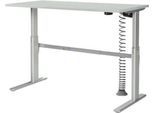 Schäfer Shop Select Schreibtisch, elektrisch höhenverstellbar, C-Fuß, B 1600 x T 800 x H 725-1185 mm, lichtgrau/alusilber + Kabelspirale