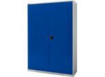 Schäfer Shop Genius Flügeltürschrank FS, Stahl, mit Belüftungslöchern, B 1343 x T 420 x H 1950 mm, 5 OH, lichtgrau/enzianblau, bis 450 kg