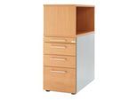 Schäfer Shop Genius Standcontainer mit Aufsatzregal, abschließbar, eckiger Griff, buche
