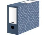 Archivschachtel BANKERS BOX® Décor, FSC®-zertifizierter Karton ,B 100 x T 345 x H 253 mm, für DIN A4 Formate, schieferblau, 5 Stück