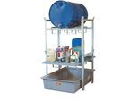 Fassregal Typ 400 Variante 3 CEMO, Auffangwanne, Fass- und Gitterrostauflage, L 990 x B 1280 x H 1620 mm
