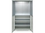 Schäfer Shop Genius Materialschrank FS, 5 OH, abschließbar, Lochrasterwände/3 Fachböden, bis 450 kg, B 1055 x T 520 x H 1950 mm, lichtgrau/lichtgrau