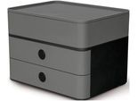 Schubladenbox HAN Allison Smart-Box Plus, 2 Schübe mit Trennwänden, Utensilienbox, stapelb., ABS-Kunststoff, granit-grau