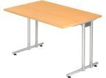 Schreibtisch JENA, C-Fuß, Rechteck, B 1200 x T 800 x H 720 mm, Gestell alusilber, Buche-Dekor