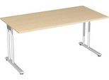 Schreibtisch PALENQUE, C-Fuß, Rechteck, B 1600 x T 800 x H 680-820 mm, Ahorn