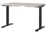 Schreibtisch Aalborg, elektrisch höhenverstellbar, Rechteck, bis 80 kg, T-Fuß Gestell, B 1200 x T 800 x H 720 – 1200 mm, kaschmir/schwarzgrau