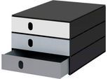 Schubladenbox Styro Styroval Pro Color Flow, für Formate bis C4, 3 geschlossene Schübe, 100 % Polystyrol, grau/schwarz, Farbverlauf