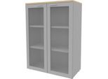 Glastürenschrank ARLON OFFICE, 3 Ordnerhöhen, Türen mit Rahmen, B 900 mm, Eiche-Dekor